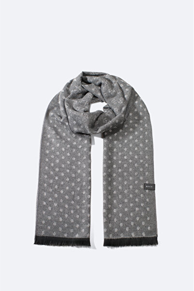 Avva Men's Gray Tasseled Patterned Shawl A32Y9410