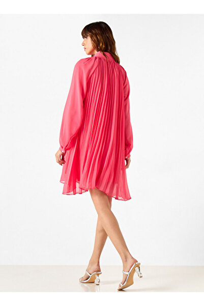 2Xtremz Pleated Dress with Embellished Collar and Bishop Sleeves