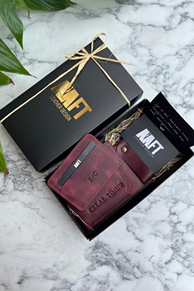 MFT Leather Design Paris 1204 Leather Wallet Card Holder and Keychain Set