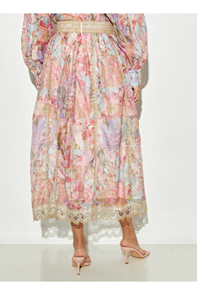 2Xtremz All-Over Floral Print Skirt with Lace Detail