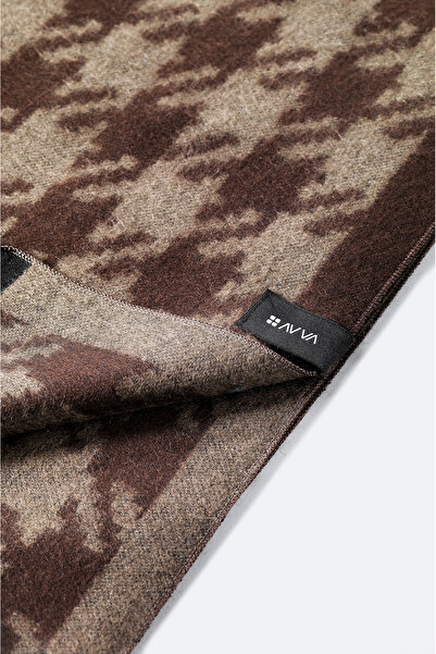 Avva Ανδρικό σάλι με μοτίβο καφέ A32Y9411