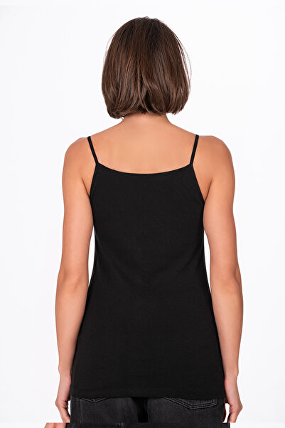 Kompedan Kadın Pamuklu Ribana İp Askılı Klasik Atlet 3'lü Paket – Esnek & Rahat | Siyah K0107