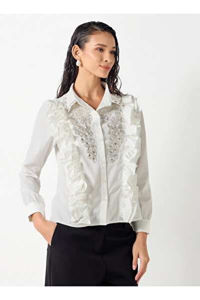 2Xtremz قميص مزين بأكمام طويلة وتفاصيل كشكشة