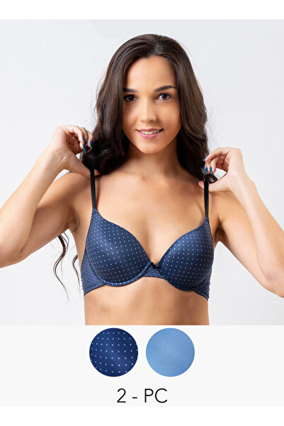 Aadaraya Set of 2 - Aadaraya Assorted Plunge Bra with Hook and Eye Closure