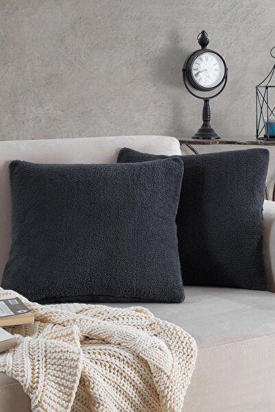 Znp Home Sofa | 2 Adet Antrasit Renk Welsoft Kırlent Kılıfı Yastık Kılıfı 44x...
