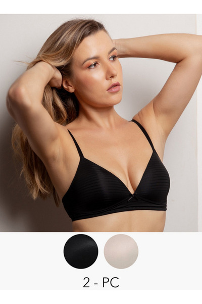 Aadaraya Set Of 2 - Assorted Plunge Bra With Hook And Eye Closure