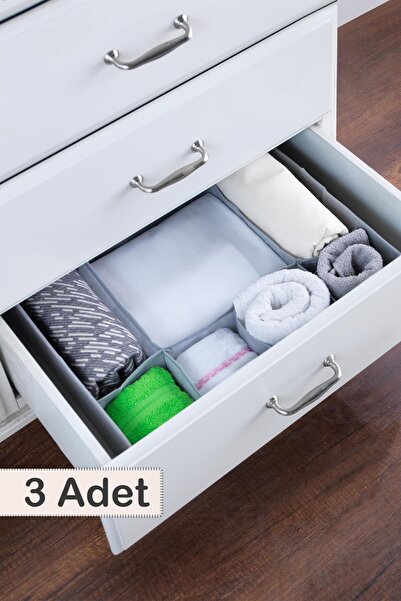 MaisonArt 3 Stück |   Schubladenorganizer mit 7 Fächern |   Organizer Grau