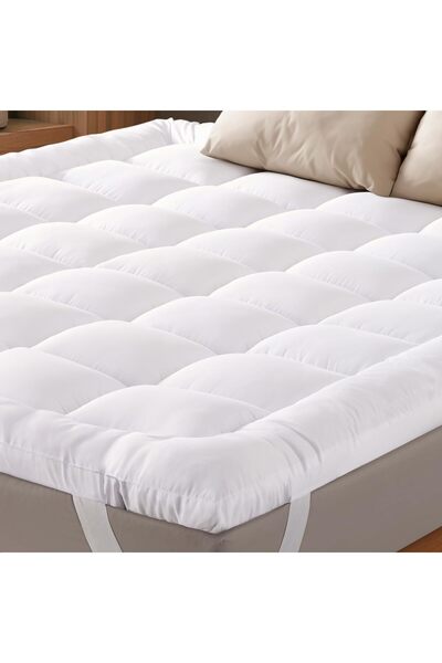 KOZZY HOME For Hard Beds, 1000 Gr Fluffy Four Corner Elastic Sleeping Pad, 2 Pillowcases as a Gift