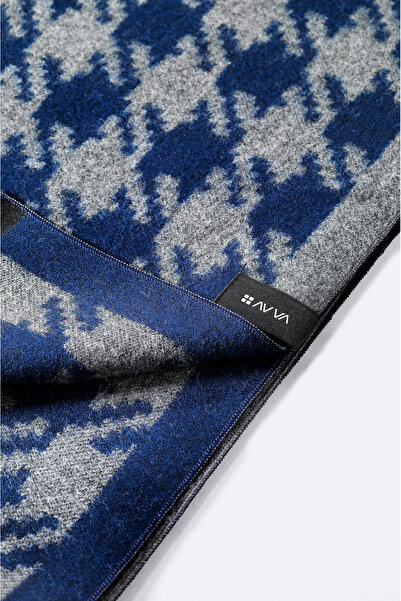 Avva Men's Navy Blue Tasseled Patterned Shawl A32Y9411