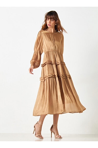 2Xtremz Textured A-line Tiered Dress with Volume Sleeves