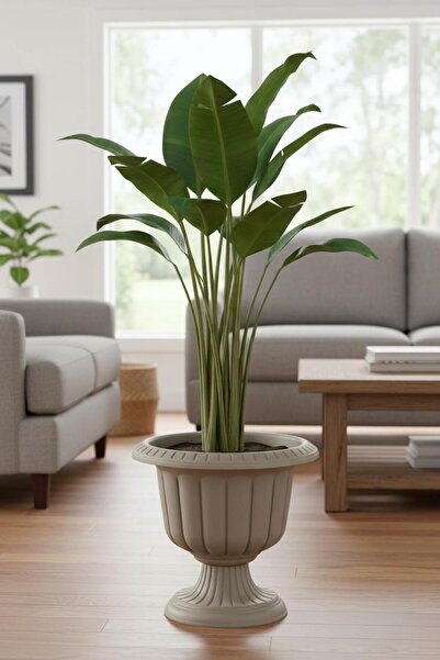 Bliss Mocha Nergis Dekoratif Ayaklı Saksı - Plastik Çiçek Bahçe Ve Ev Saksısı