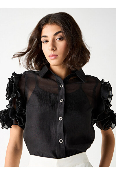 2Xtremz Textured Collared Shirt With Embellished Stylised Sleeves