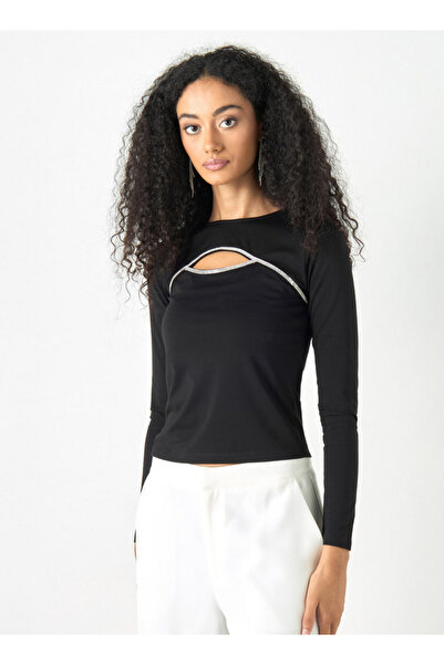 2Xtremz Embellished T-shirt With Cut-out Detail And Long Sleeves