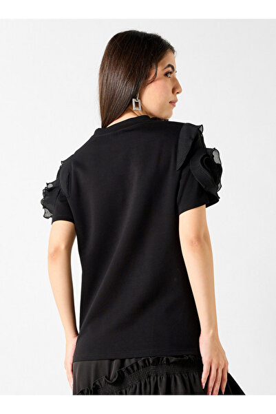 2Xtremz Butterfly Embellished T-shirt With Ruffle Detail Sleeves