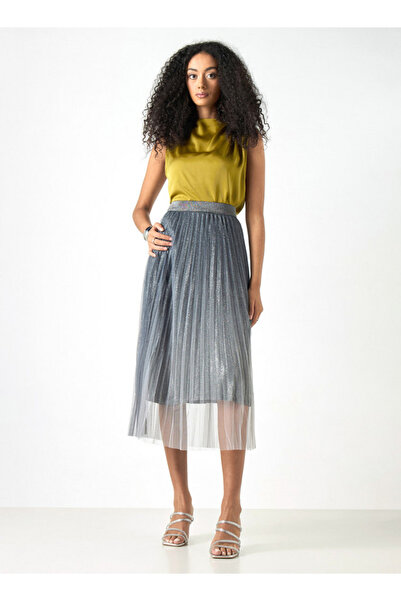 2Xtremz Pleated Midi A-line Skirt With Elasticated Waistband