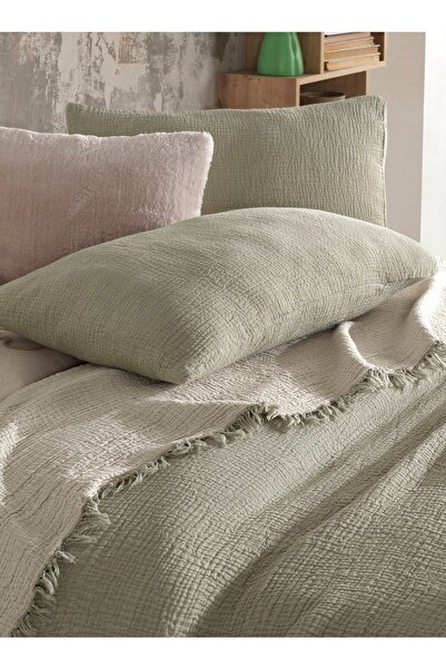 destinyhometex Sage Green 4 Layer Multi Muslin Φυσικό 100% Βαμβάκι 2 Τεμάχια Μαξιλαροθήκη 50x70cm