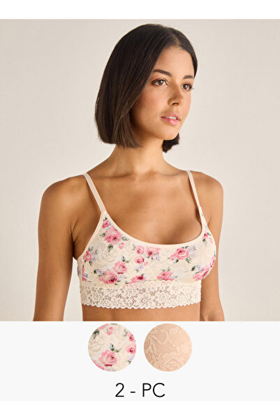 FAV مجموعة من قطعتين - حمالة صدر بتفاصيل دانتيل