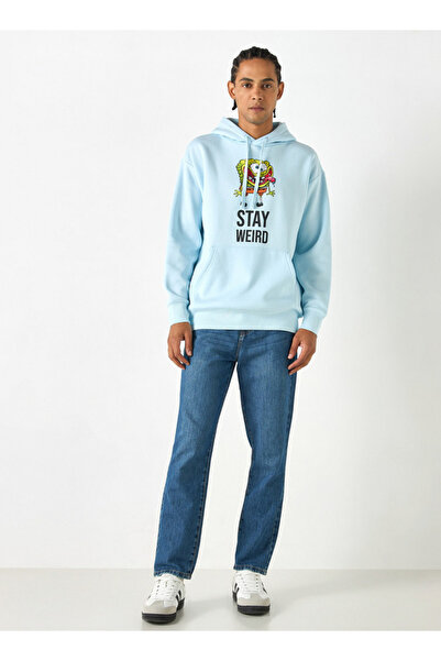 SP Characters Spongebob Print Hoodie With Kangaroo Pocket