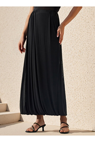 Iconic تنورة ماكسي بحافة منفوخة وحزام خصر مطاطي