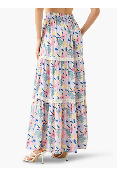 FAV Floral Print Tiered Maxi Skirt with Elasticated Waistband