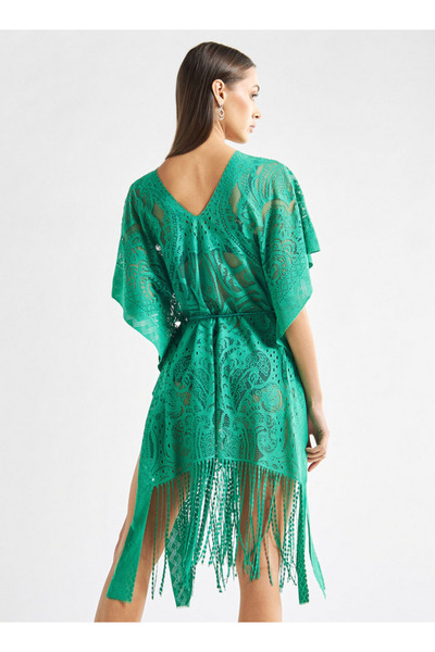 FAV Textured Kaftan Cover Up With V-neck And Tie-up Belt