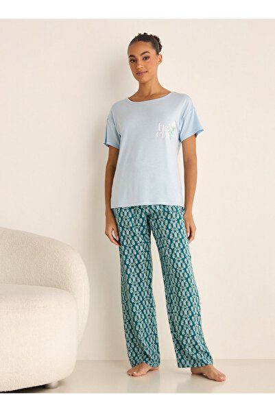 FAV طقم بيجاما وتيشيرت بطبعة زهور بأكمام قصيرة