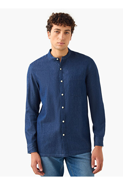 FAV قميص بقصّة عادية وياقة ماندرين وأكمام طويلة