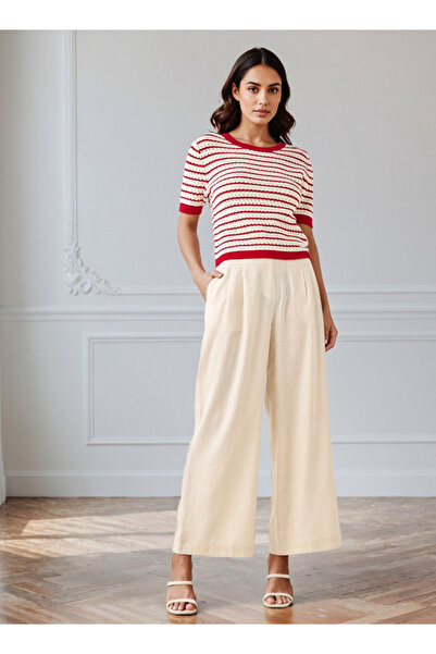 FAV Pleated Linen Blend Wide Leg Trousers