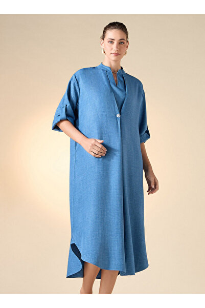 Iconic فستان قفطان متوسط الطول بفتحة رقبة على شكل حرف V