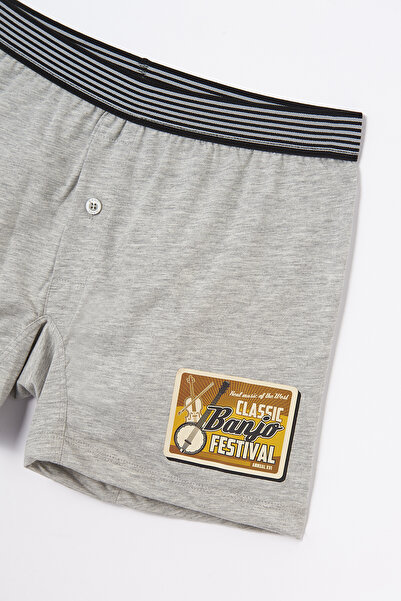 Dagi Γκρι μελανζέ με τύπωμα βαμβακερό μπόξερ