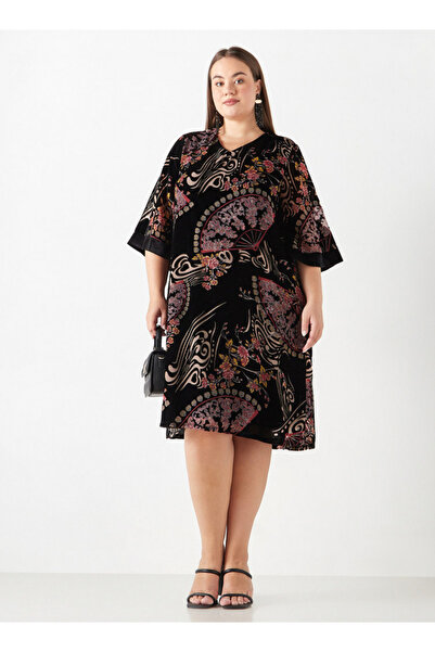 Ulla Popken Velvet Burn Out Printed Dress