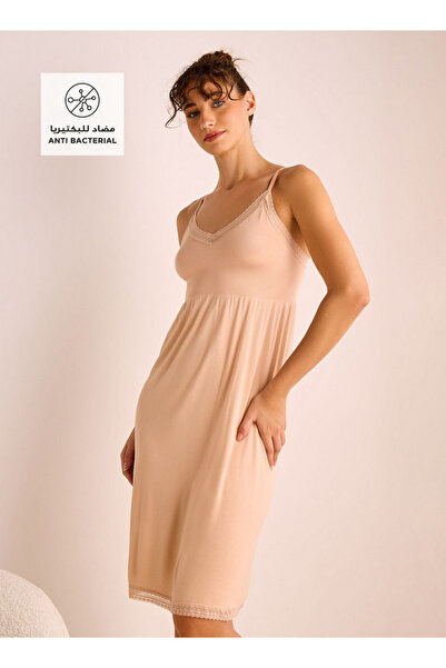 FAV Lace Trim Night Dress with Adjustable Straps