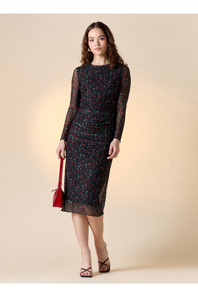 FAV All-Over Floral Print Bodycon Dress with Round Neck