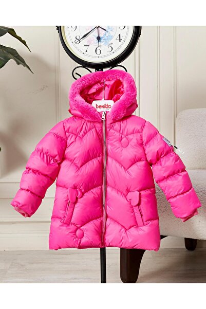 Benittokids Baby Girl Hooded Zippered Puffer Coat 51351