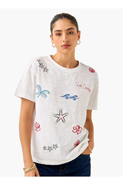 Lee Cooper Embroidered T-shirt With Crew Neck And Short Sleeves