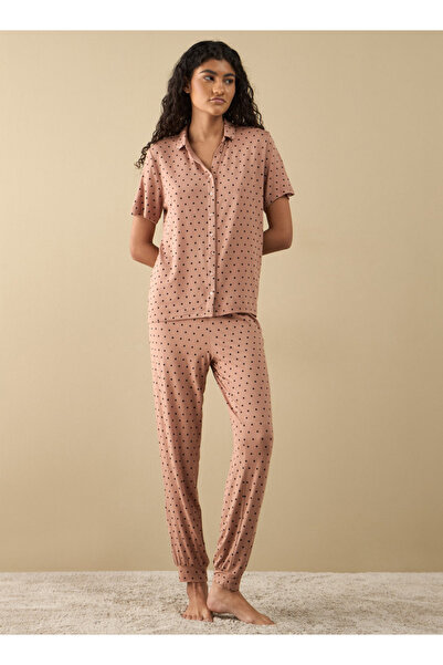 FAV طقم قميص وبيجامة بطبعة نقاط البولكا في كل مكان