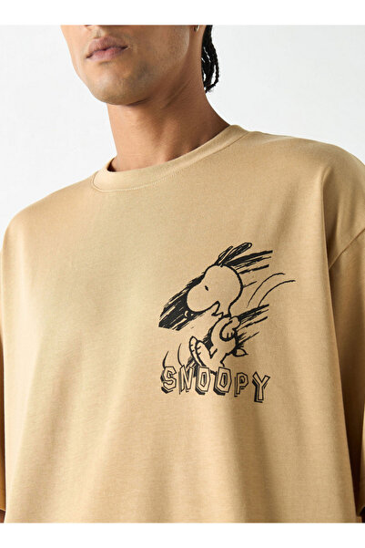 SP Characters Snoopy Dog Print Crew Neck T-shirt with Short Sleeves