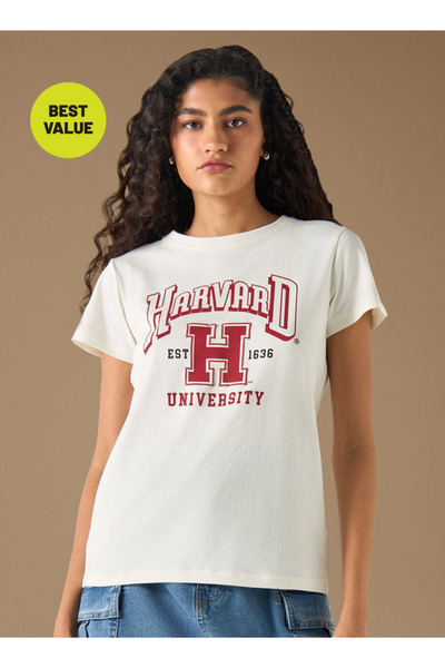 SP Characters Varsity Print Crew Neck T-shirt with Short Sleeves