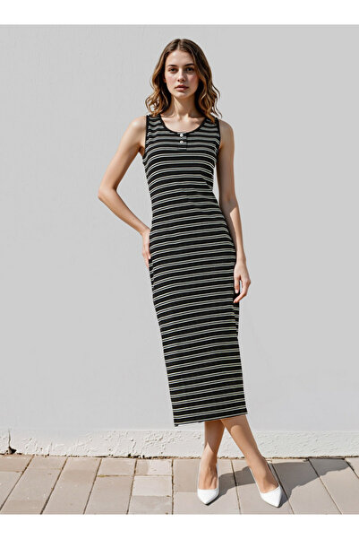 Lee Cooper Lee Cooper Striped Sleeveless A-Line Midi Dress