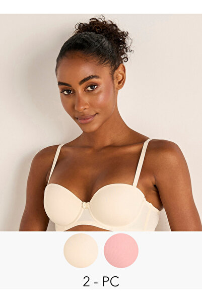 FAV طقم من قطعتين - حمالة صدر بتفاصيل فيونكة وأشرطة قابلة للتعديل