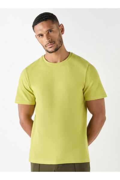 Iconic Textured Crew Neck T-Shirt with Short Sleeves