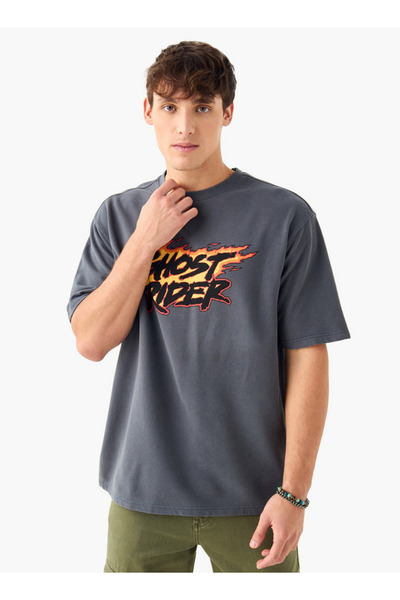SP Characters تي شيرت بطبعة Ghost Rider بأكمام قصيرة ورقبة دائرية
