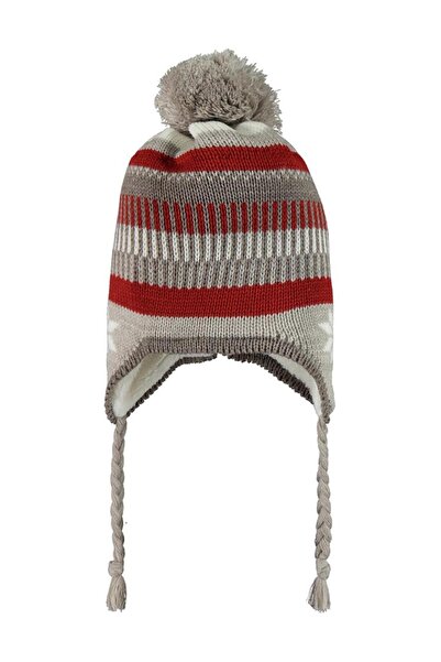 Civil Boys Garson Snow Pattern 10-13 Years Old Scarf Beanie Gloves Set - Orange Standard