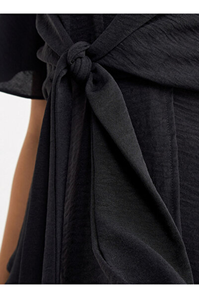 FAV V-neck Top With Flutter Sleeves And Knot Detail