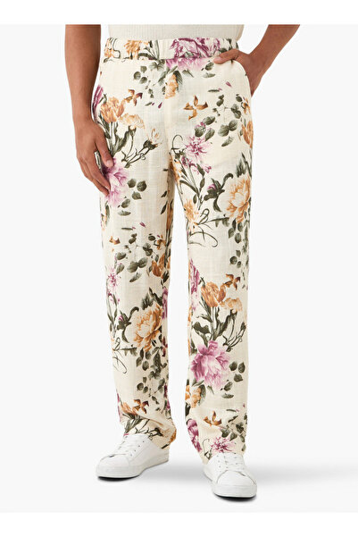 Iconic بنطال بطبعة زهور كاملة مع جيوب