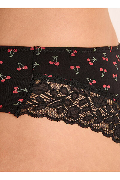 FAV Cherry Print Bikini Briefs with Lace Detail