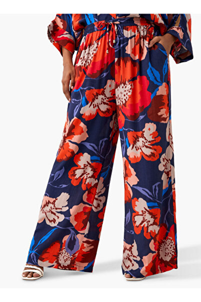 Ulla Popken Plus Size Ulla Popken Floral Print Wide Leg Pants