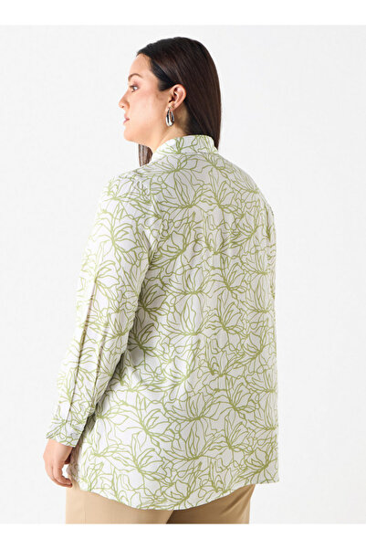 Ulla Popken Plus Size Printed Shirt With Button Closure