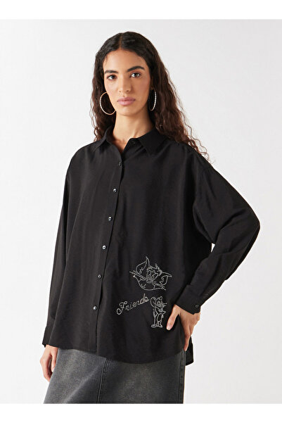 SP Characters قميص مزين برسومات توم وجيري بأكمام طويلة وأزرار للإغلاق