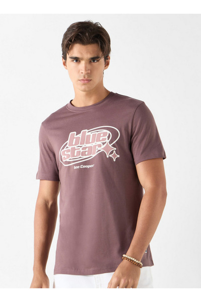Lee Cooper Logo Print T-shirt with Crew Neck and Short Sleeves